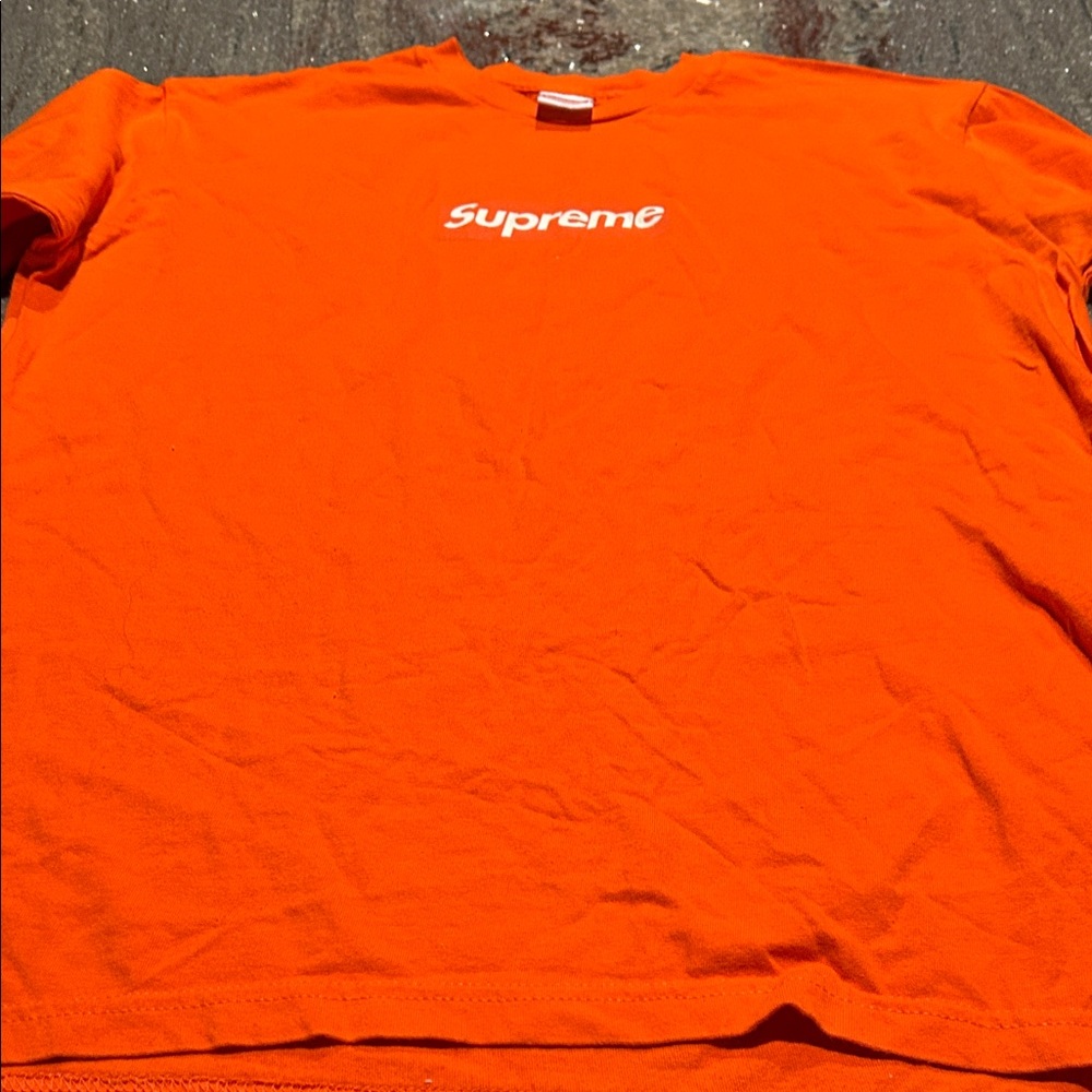 Supreme Box Logo Long Sleeve Shirt L Orange